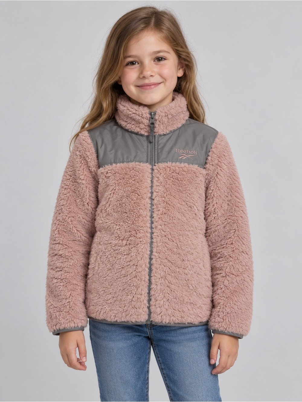 Reebok Girls Pink Sherpa Fleece Jacket | Size 7/8